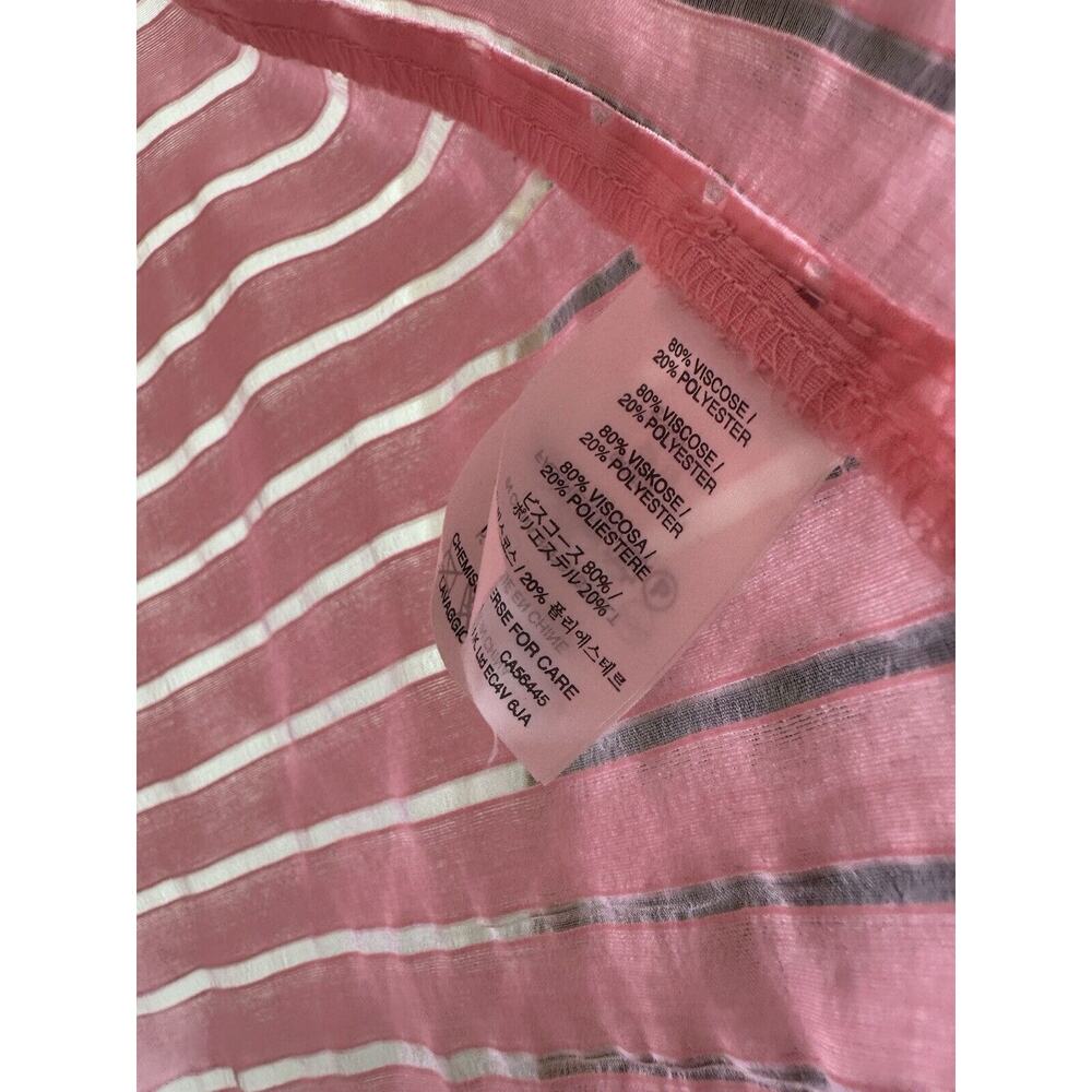 J. Crew Size 2 Pink Shadow Semi-Sheer Striped Short Sleeve Blouse Zip Back Top - Picture 5 of 6
